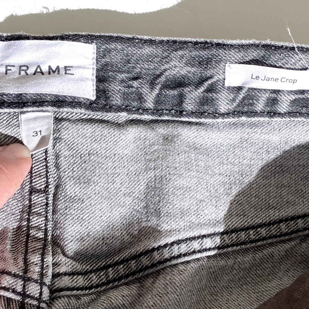FRAME LE JANE CROP Women’s High Rise Cropped Distressed Jean Kallin Rips size 31 - Picture 9 of 11
